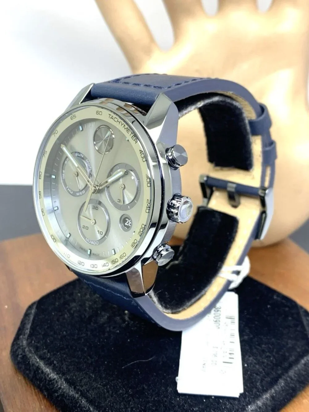 Movado Men's Watch 3600909 Swiss Quartz Chronograph Gray Dial Leather Band 44mm